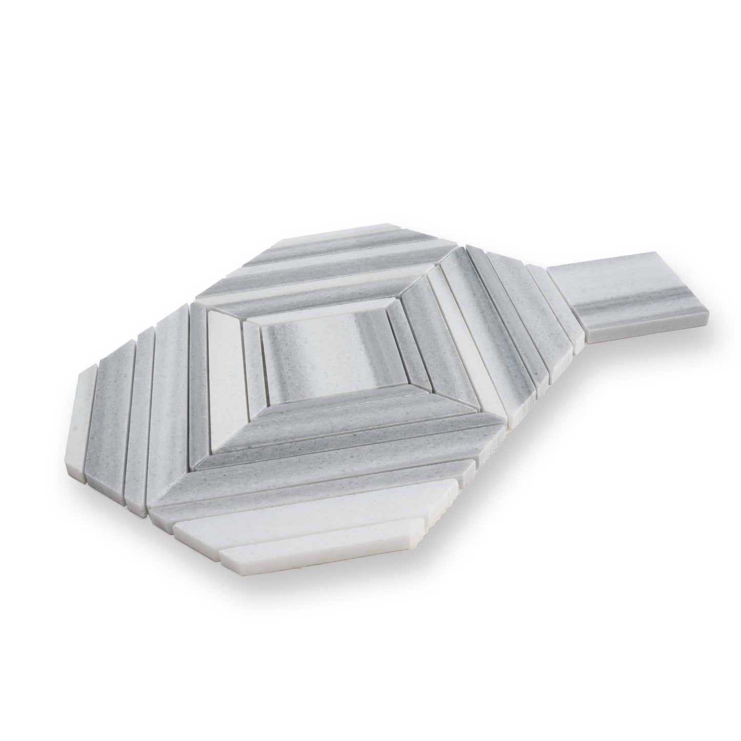 Cloud Gray 9x11 Polished Equator Marble Mosaic Tile