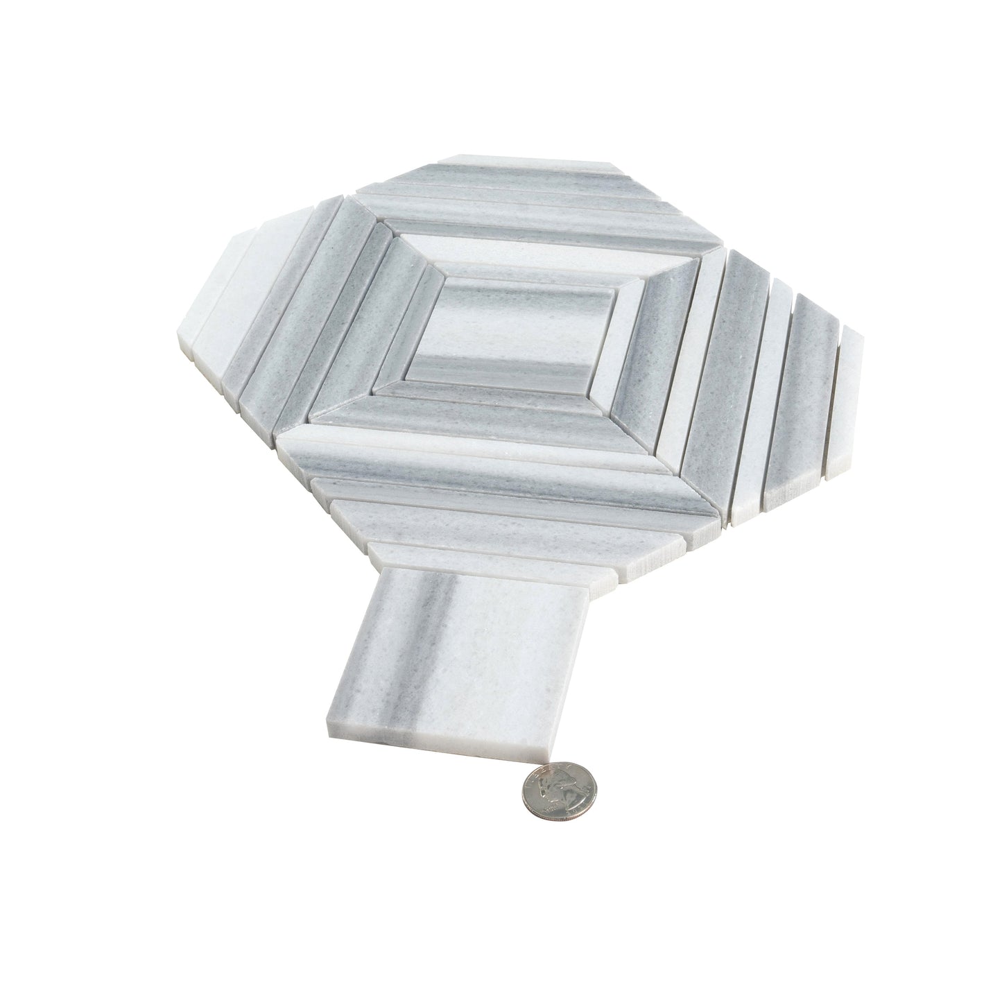 Cloud Gray 9x11 Polished Equator Marble Mosaic Tile