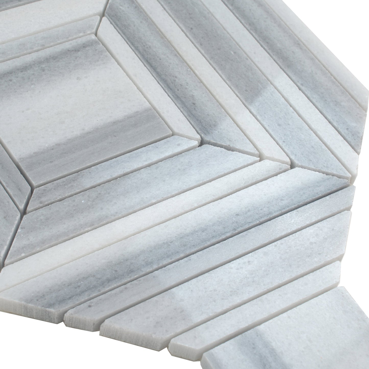 Cloud Gray 9x11 Polished Equator Marble Mosaic Tile