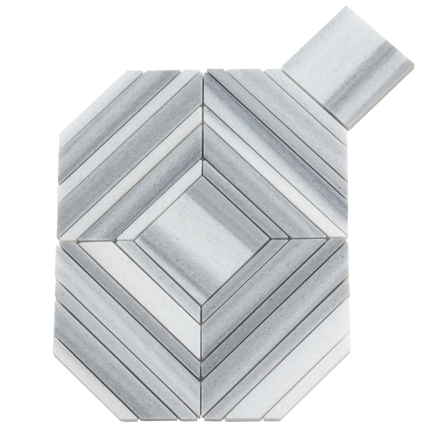 Cloud Gray 9x11 Polished Equator Marble Mosaic Tile