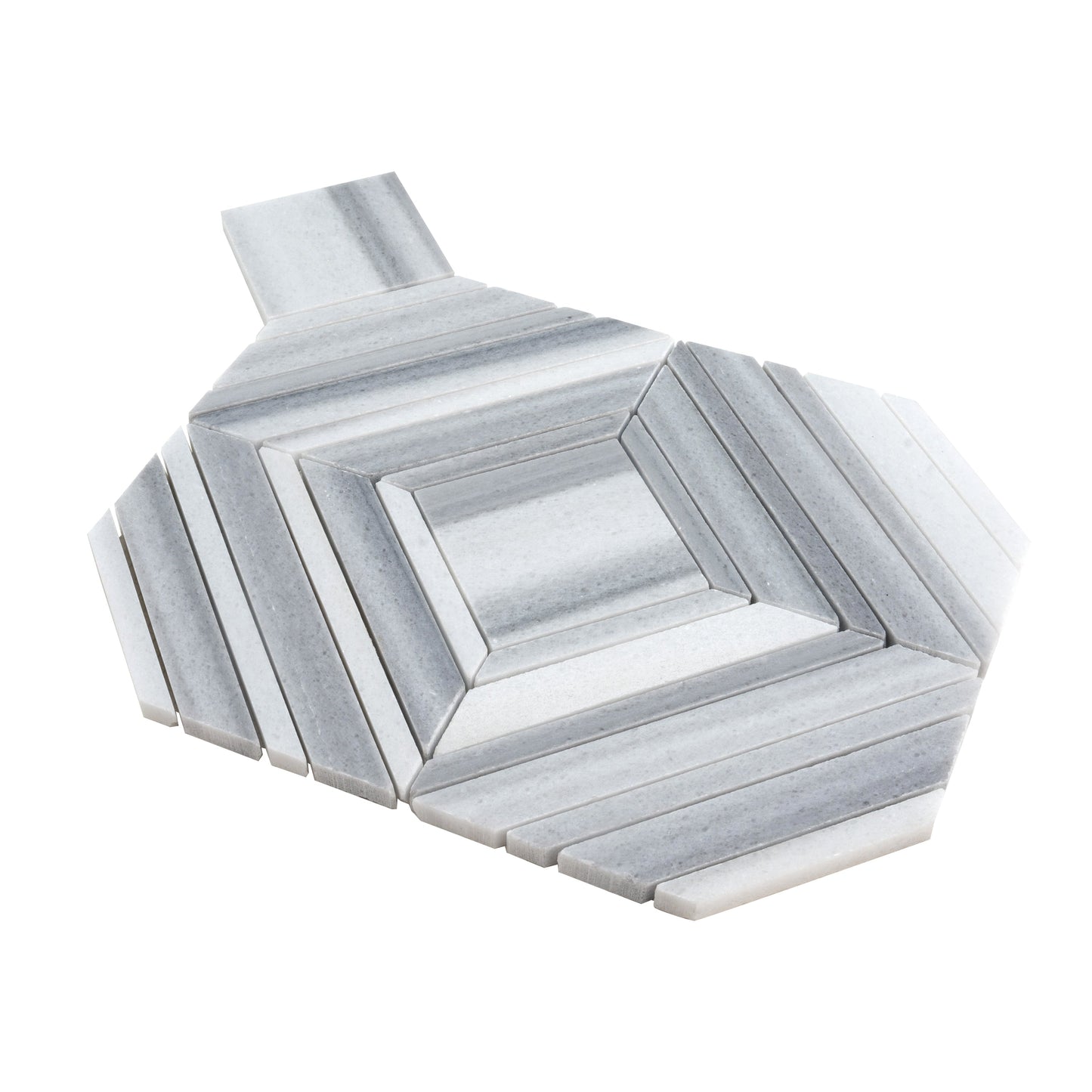 Cloud Gray 9x11 Polished Equator Marble Mosaic Tile