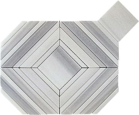 Cloud Gray 9x11 Polished Equator Mosaic Tile Sample