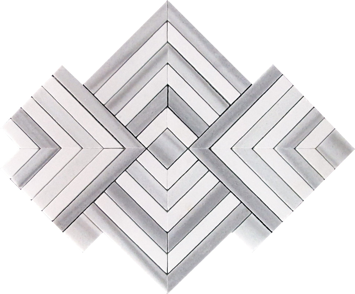 Fossil Gray 10x10 Polished Equator, Thassos Mosaic Tile Sample