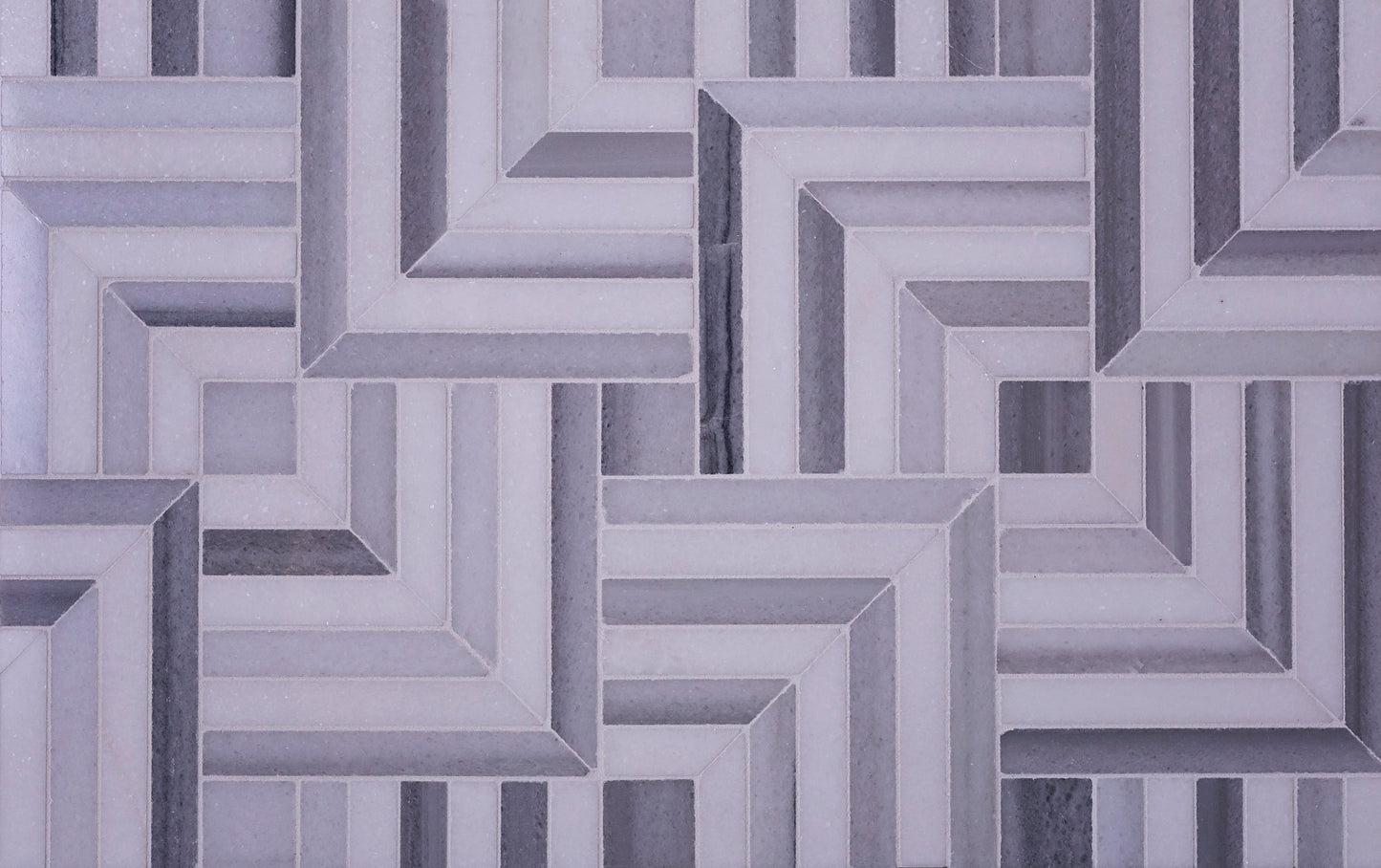 Fossil Gray 10x10 Polished Equator, Thassos Marble Mosaic Tile