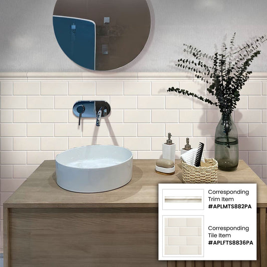 White 2 x 12 Polished Marble Chair Rail Trim - Sample