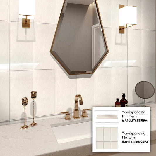 Snow White 2 x 12 Polished Marble Chair Rail Trim - Sample