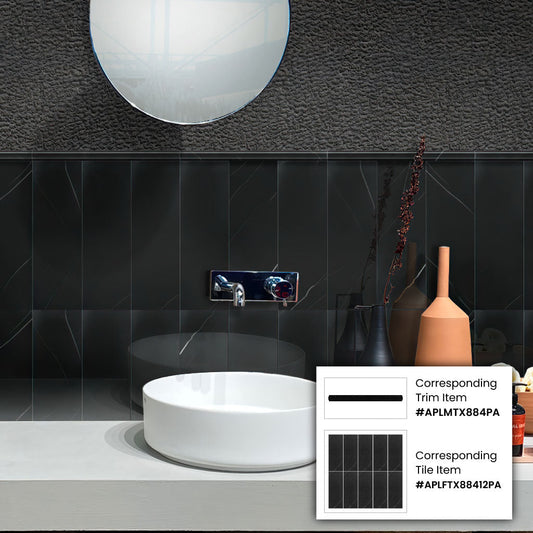 Black 0.8 x 12 Polished Marble Pencil Trim - Sample