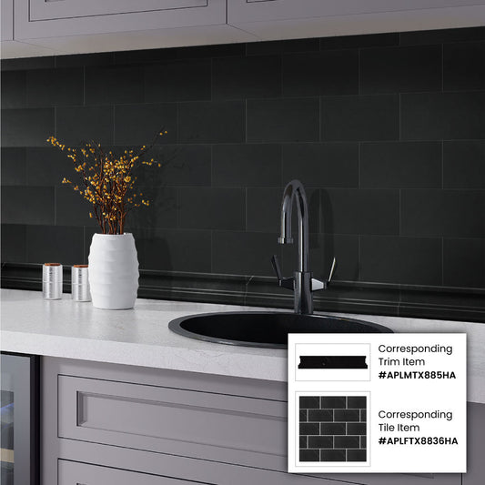 Black 2 x 12 Honed Marble Chair Rail Trim - Sample