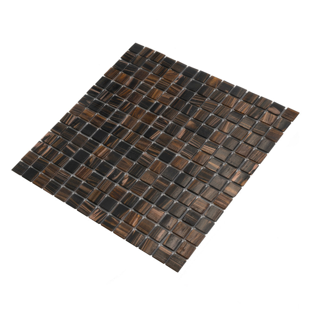 Dark Brown 12 x 12 Glossy Glass Mosaic Tile