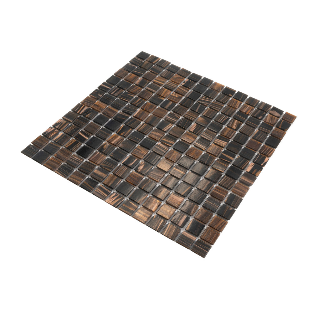 Dark Brown 12 x 12 Glossy Glass Mosaic Tile