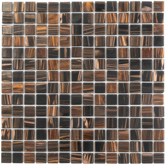 Dark Brown 12 x 12 Glossy Glass Mosaic Tile - Sample