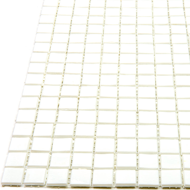 Baby Powder White 12 x 12 Glossy Glass Mosaic Tile