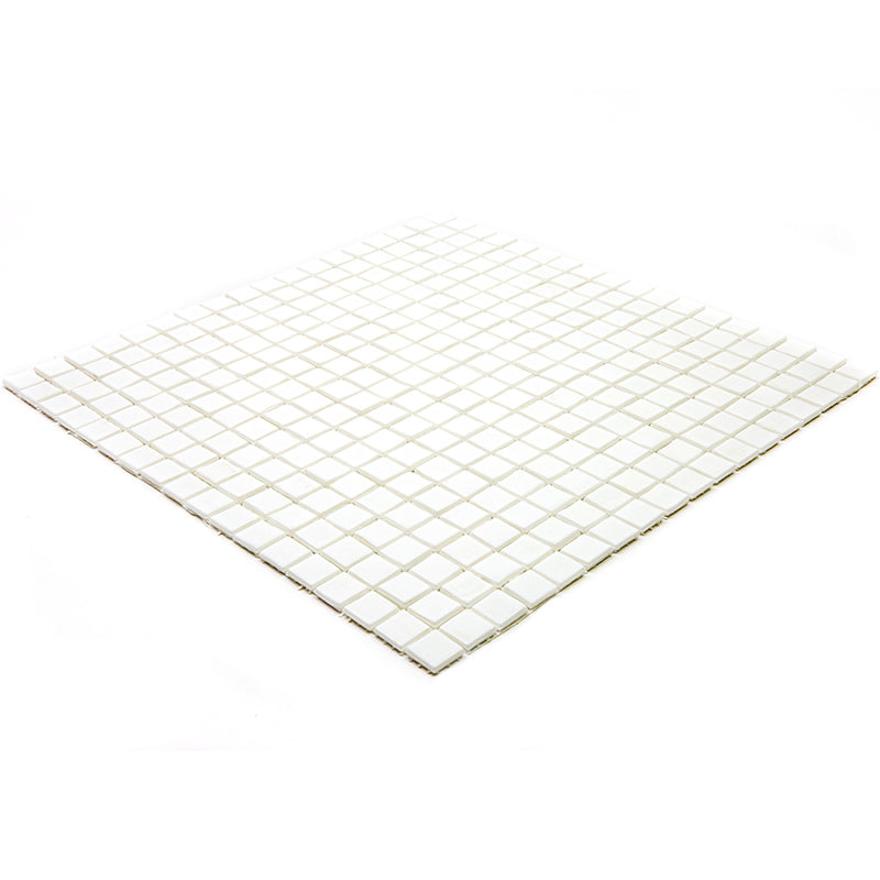 Baby Powder White 12 x 12 Glossy Glass Mosaic Tile