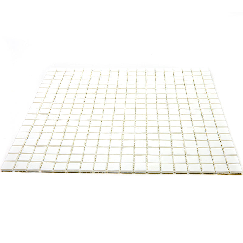 Baby Powder White 12 x 12 Glossy Glass Mosaic Tile