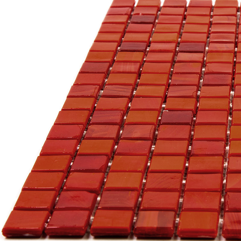 Rose Red 12 x 12 Glossy Glass Mosaic Tile