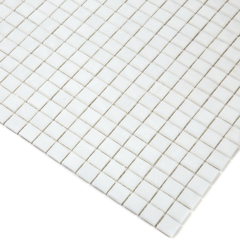 Pearl White 12 x 12 Glossy Glass Mosaic Tile