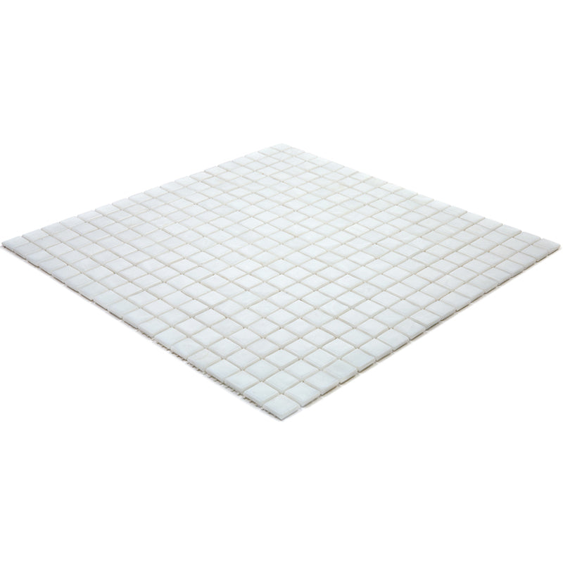 Pearl White 12 x 12 Glossy Glass Mosaic Tile