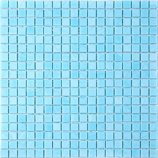 Sky Blue 12 x 12 Glossy Glass Mosaic Tile - Sample