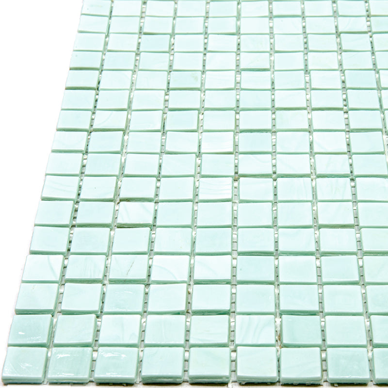 Light Blue-Green 12 x 12 Glossy Glass Mosaic Tile