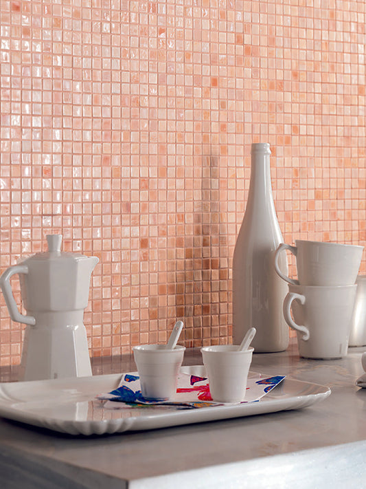 Shimmer Beige 12 x 12 Glossy Glass Mosaic Tile - Sample