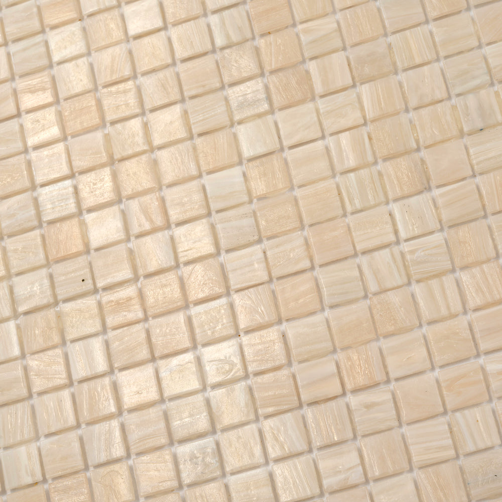 Bisque Beige 12 x 12 Glossy Glass Mosaic Tile