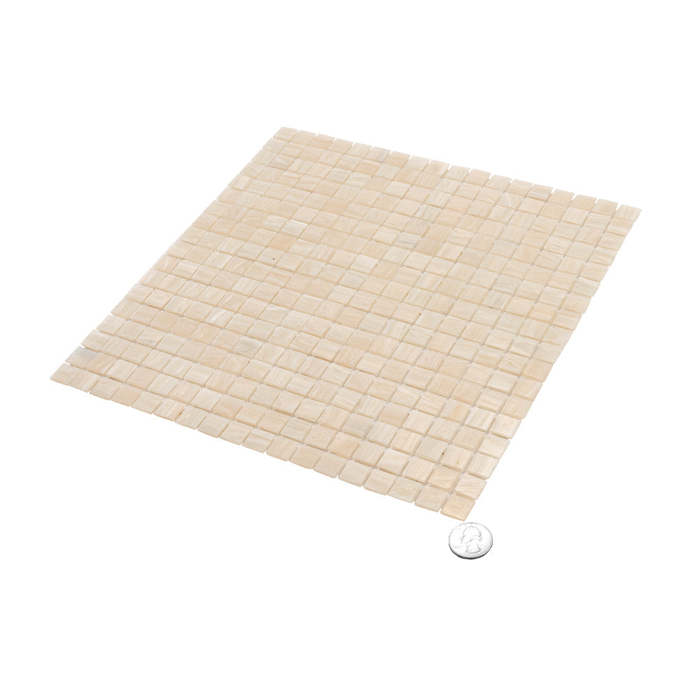 Bisque Beige 12 x 12 Glossy Glass Mosaic Tile