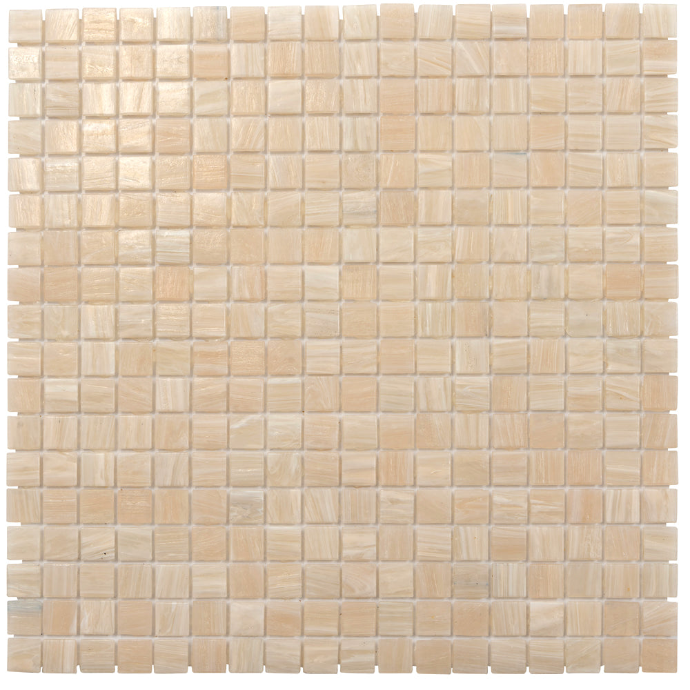 Bisque Beige 12 x 12 Glossy Glass Mosaic Tile