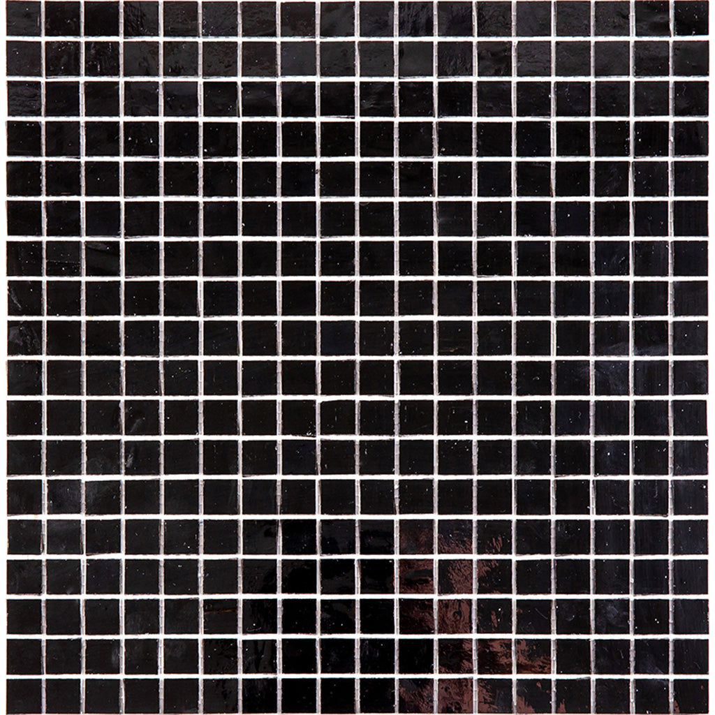 Black 12 x 12 Glossy Glass Mosaic Tile