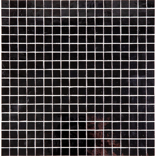 Black 12 x 12 Glossy Glass Mosaic Tile