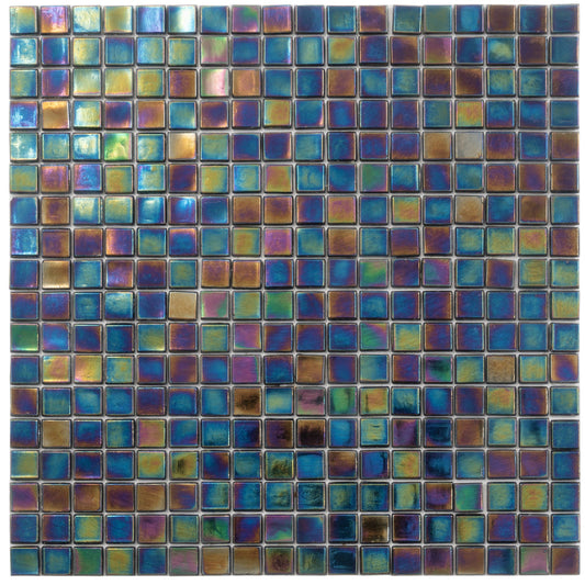 Shimmer Multi Blue 12 x 12 Glossy Glass Mosaic Tile - Sample
