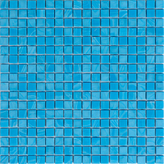 Cerulean Blue 12 x 12 Glossy Glass Mosaic Tile - Sample
