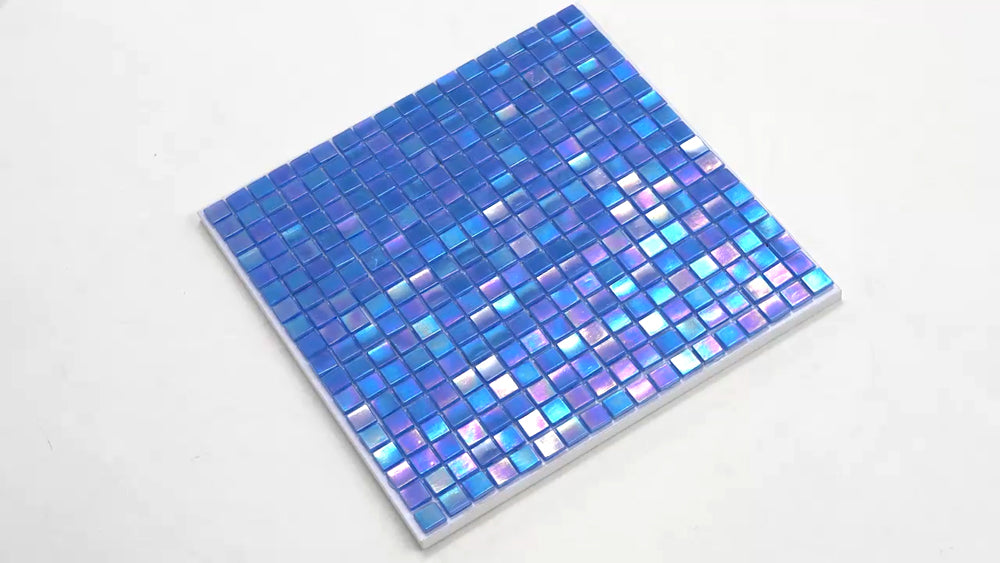 Azure Blue 12 x 12 Glossy Glass Mosaic Tile