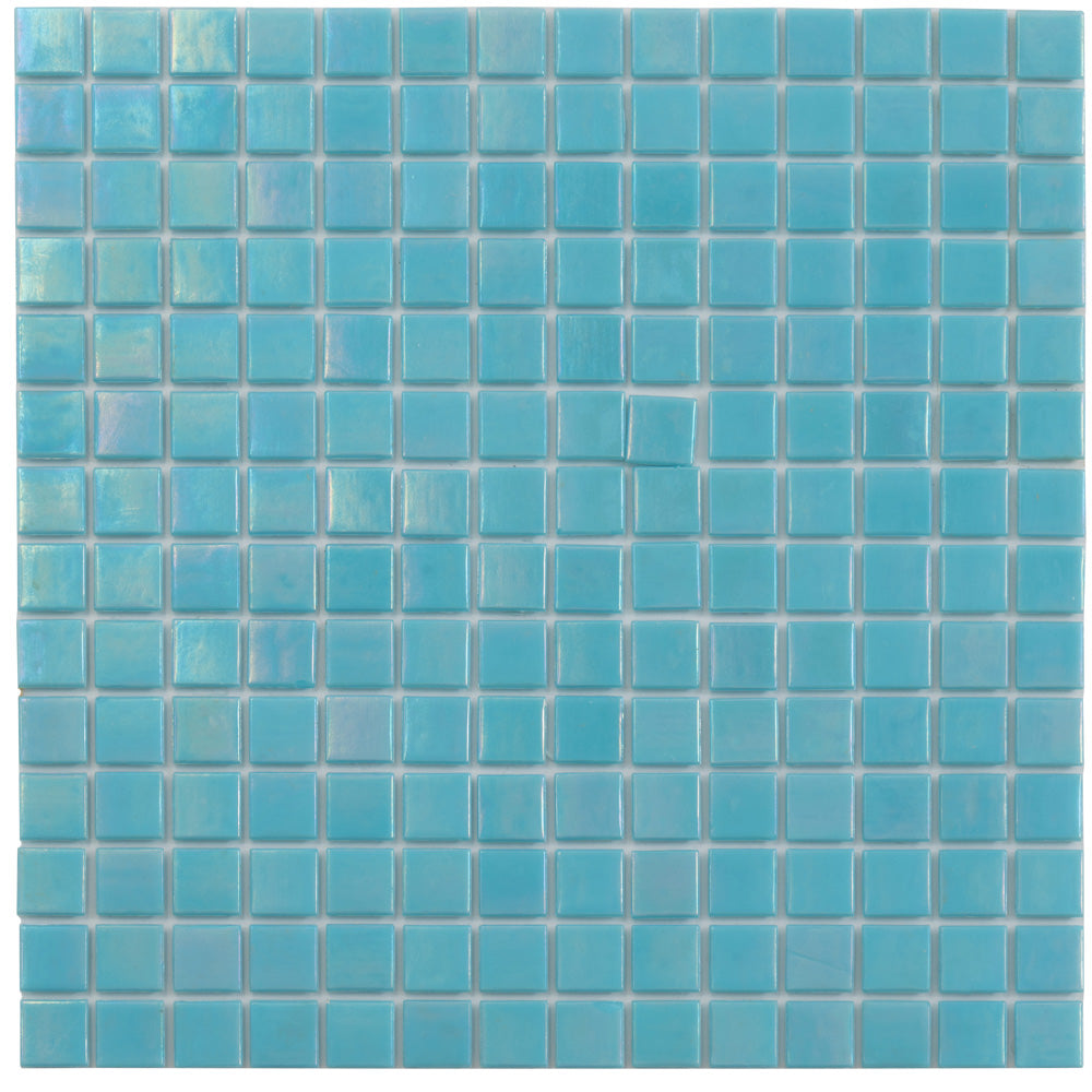 Cyan Blue 12 x 12 Glossy Glass Mosaic Tile