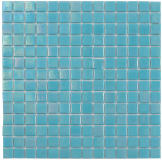 Cyan Blue 12 x 12 Glossy Glass Mosaic Tile - Sample