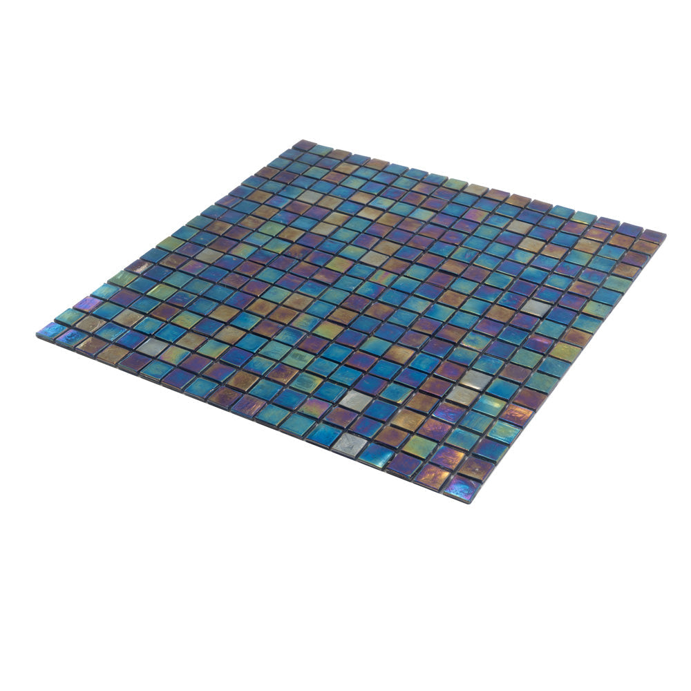 Dark Shimmer Multi Blue 12 x 12 Glossy Glass Mosaic Tile