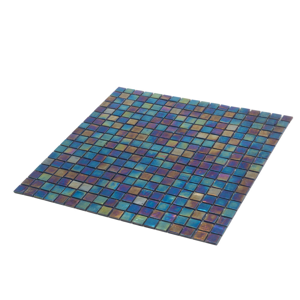 Dark Shimmer Multi Blue 12 x 12 Glossy Glass Mosaic Tile