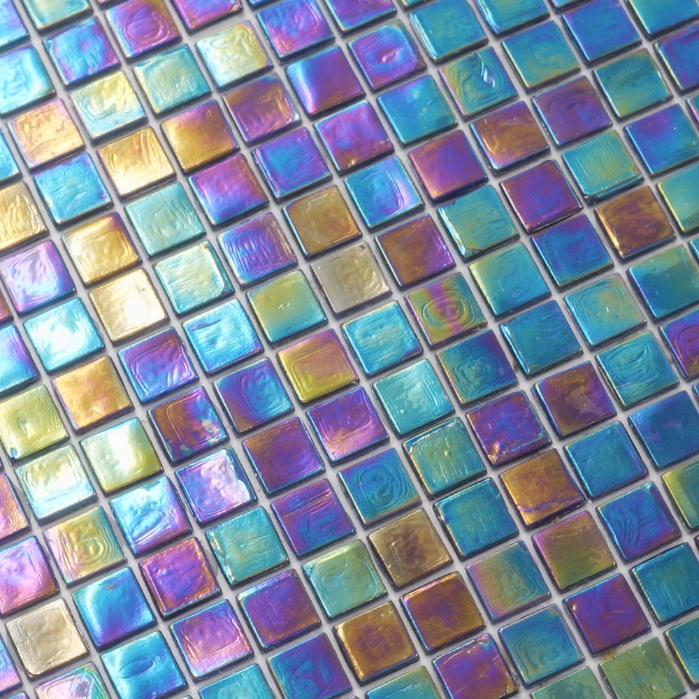 Dark Shimmer Multi Blue 12 x 12 Glossy Glass Mosaic Tile