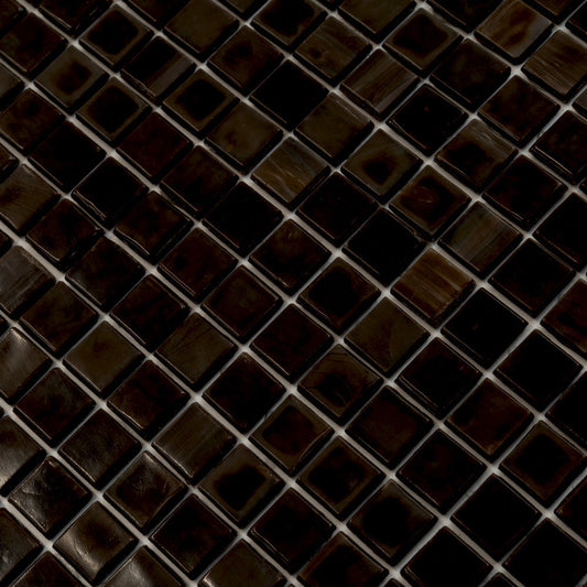 Russet Brown 12 x 12 Glossy Glass Mosaic Tile - Sample