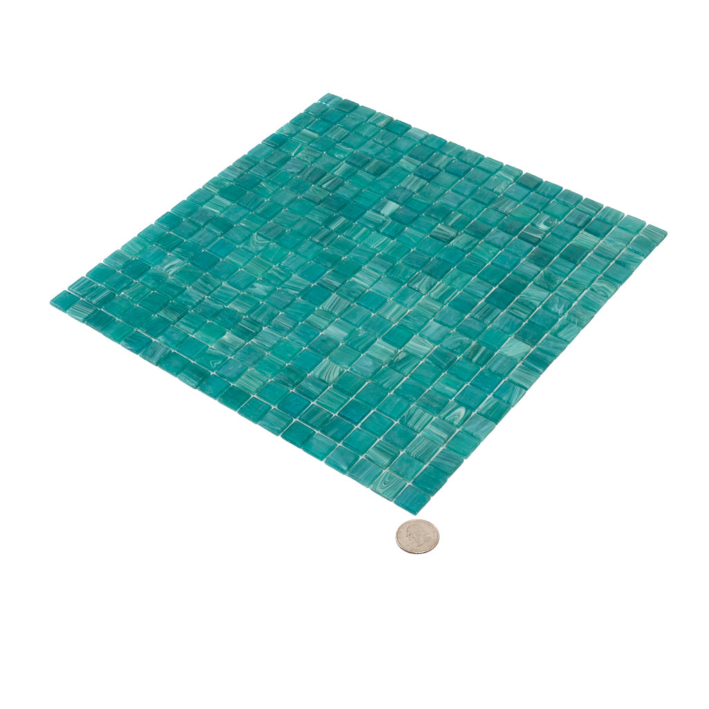 Cerulean Green 12 x 12 Glossy Glass Mosaic Tile - Sample