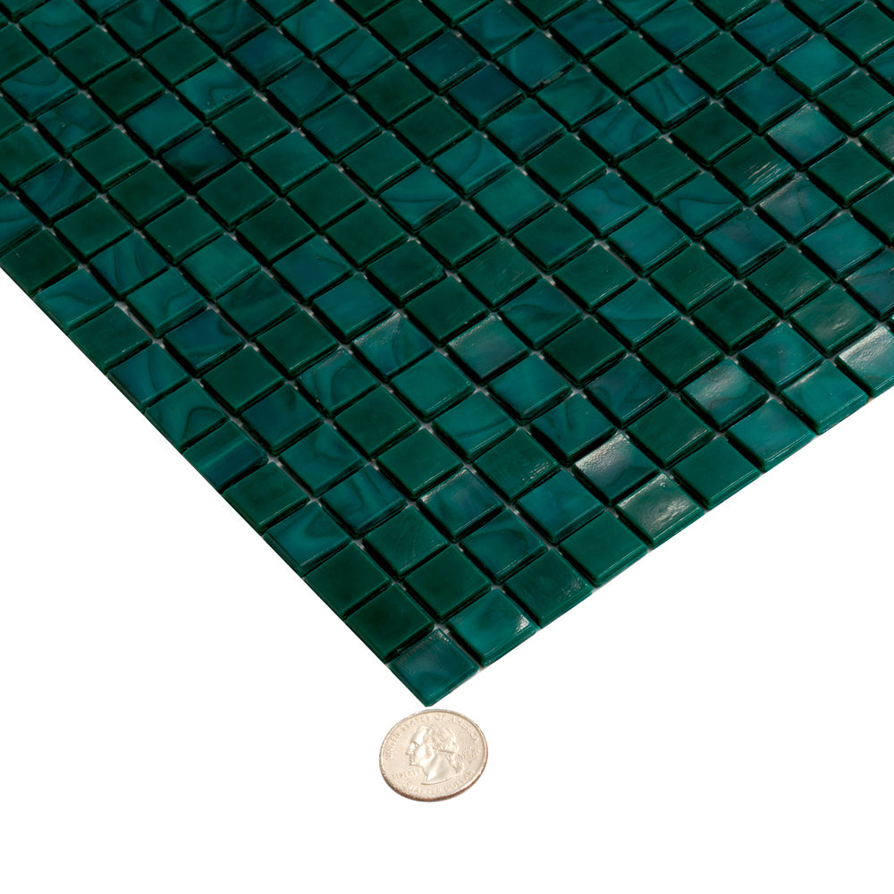 Dark Green 12 x 12 Glossy Glass Mosaic Tile