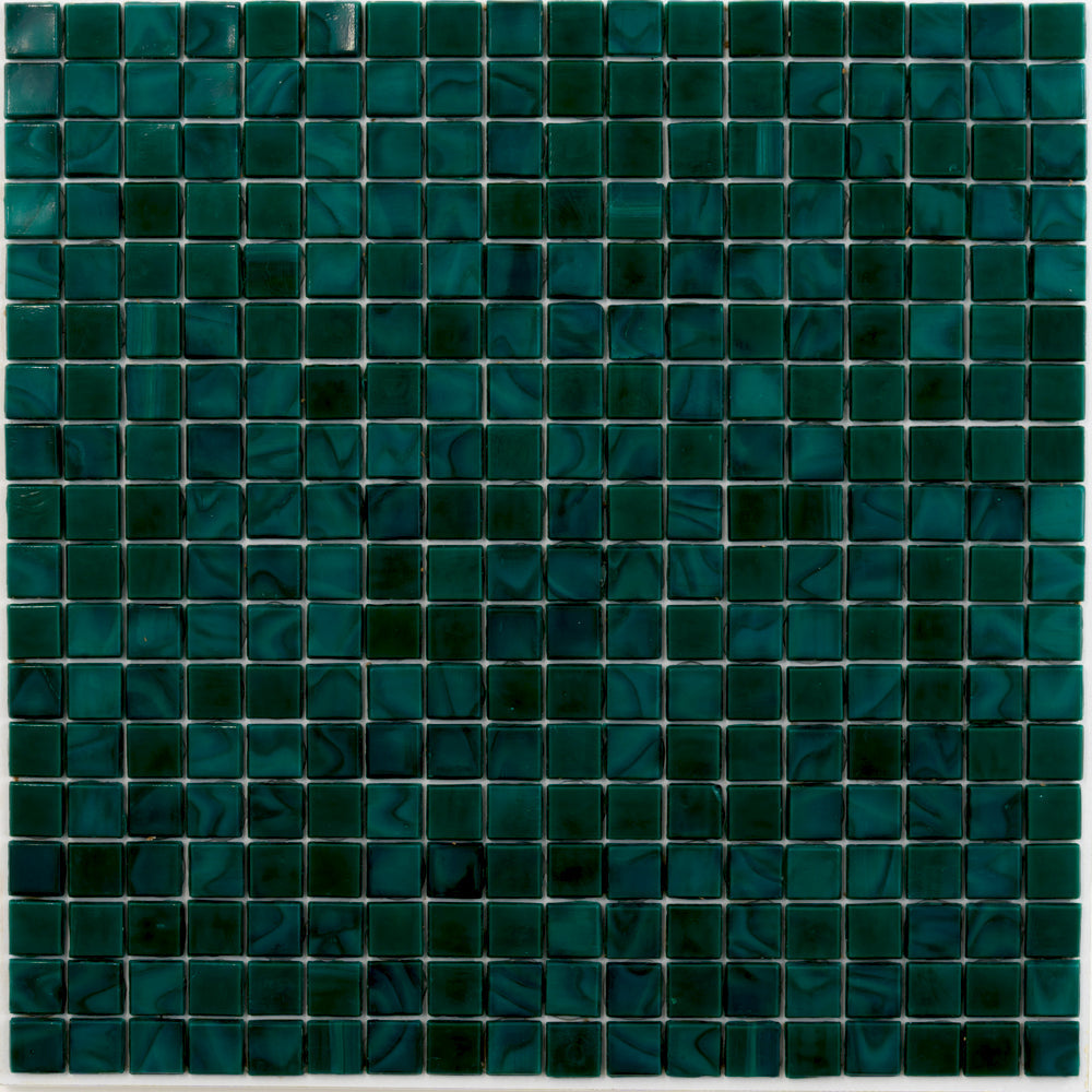 Dark Green 12 x 12 Glossy Glass Mosaic Tile