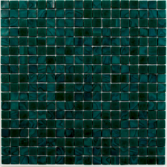 Dark Green 12 x 12 Glossy Glass Mosaic Tile - Sample