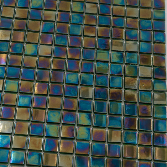 Rainbow Green 12 x 12 Glossy Glass Mosaic Tile - Sample