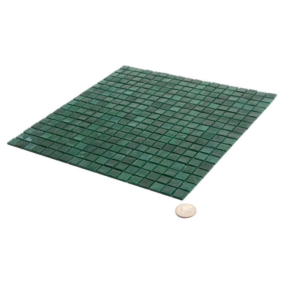 Bottle Green 12 x 12 Glossy Glass Mosaic Tile