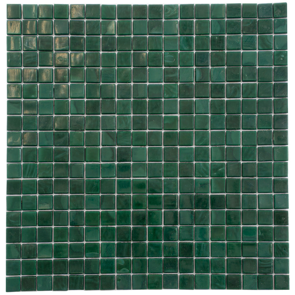 Bottle Green 12 x 12 Glossy Glass Mosaic Tile