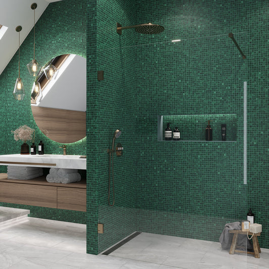 Bottle Green 12 x 12 Glossy Glass Mosaic Tile