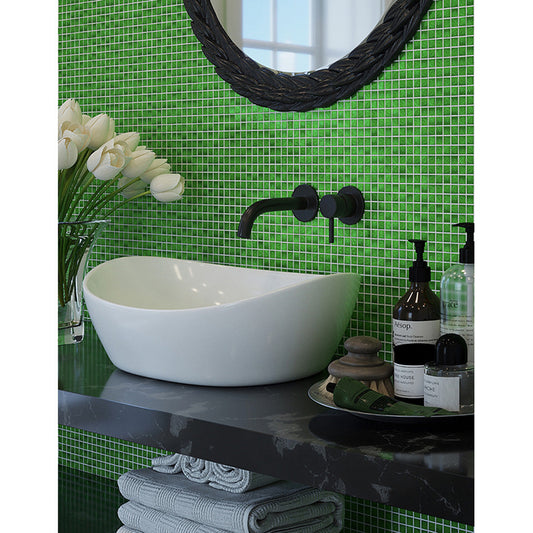 Forest Green 12 x 12 Glossy Glass Mosaic Tile - Sample