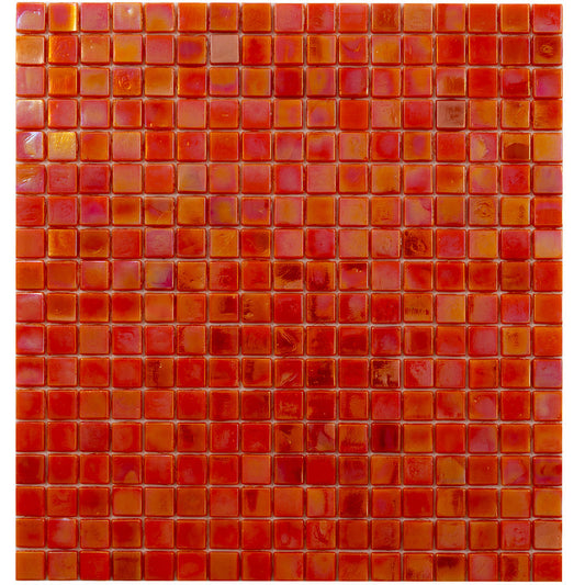 Fire Orange 12 x 12 Glossy Glass Mosaic Tile - Sample