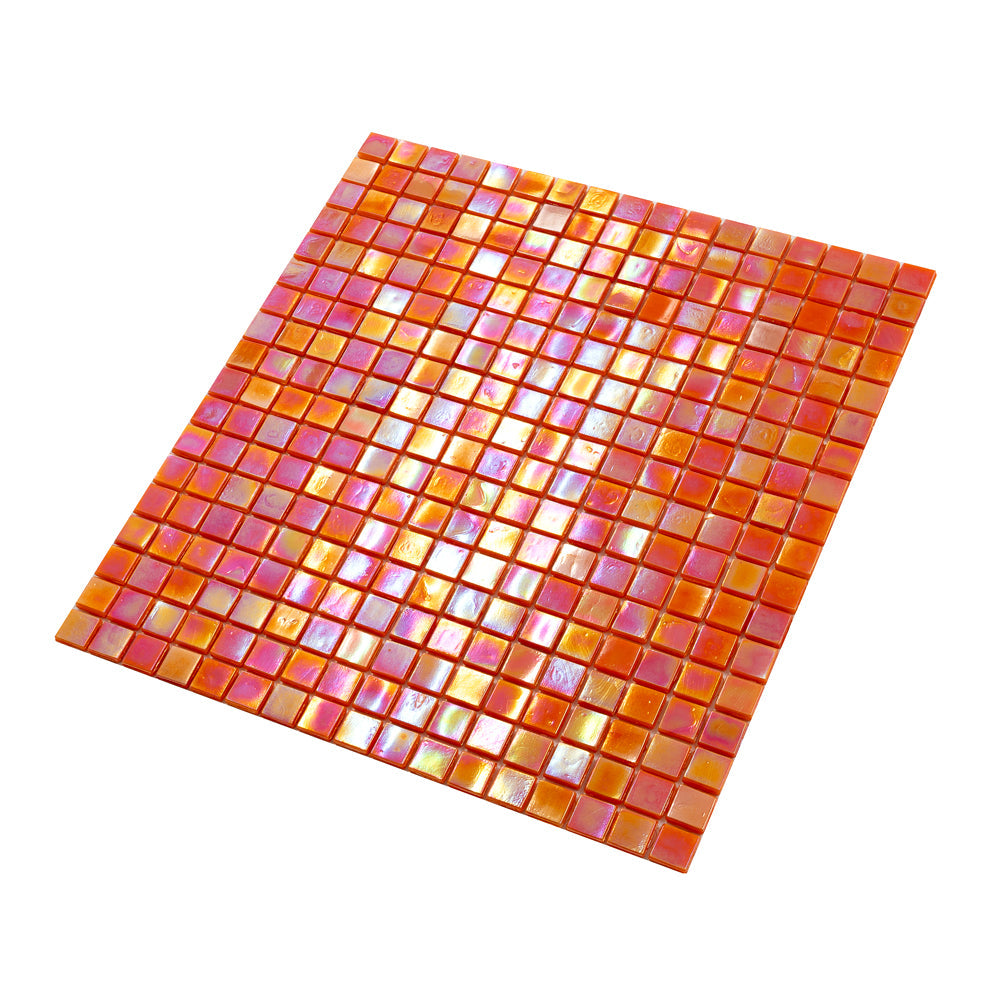 Fire Orange 12 x 12 Glossy Glass Mosaic Tile