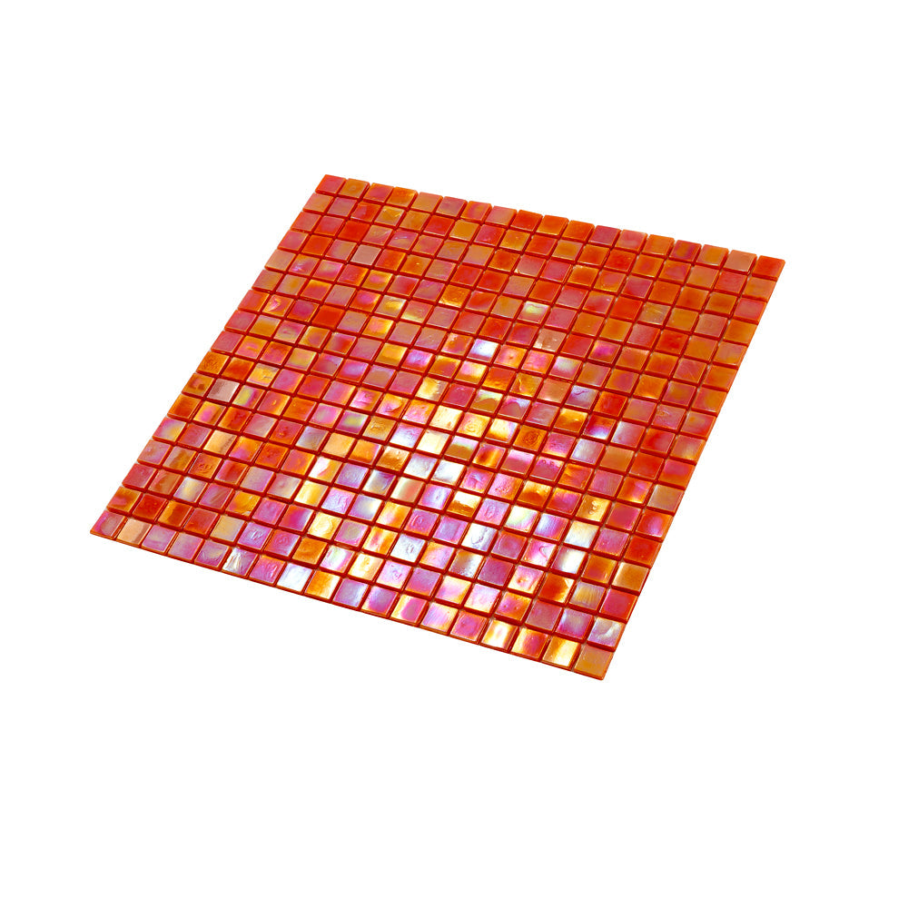 Fire Orange 12 x 12 Glossy Glass Mosaic Tile